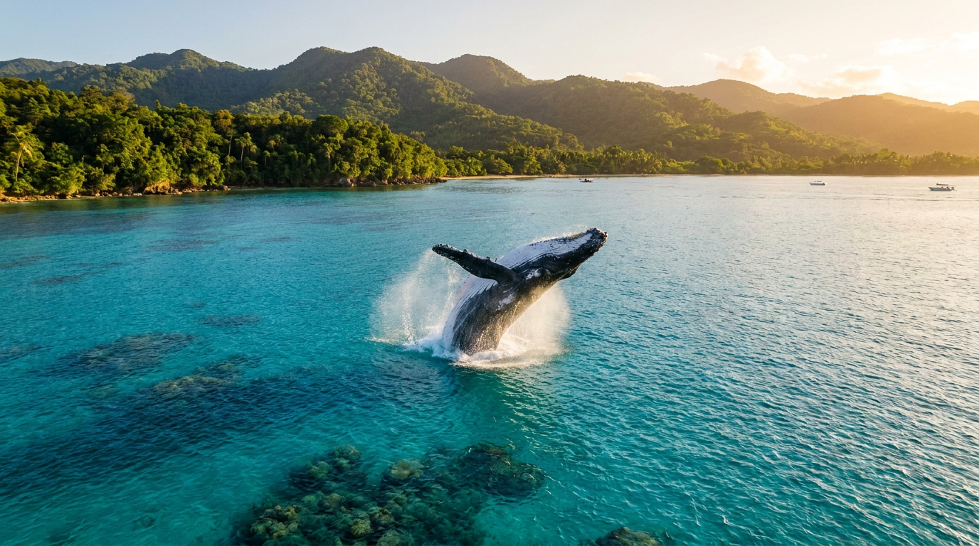 Ballenas jorobadas en la Bah&iacute;a de Saman&aacute;