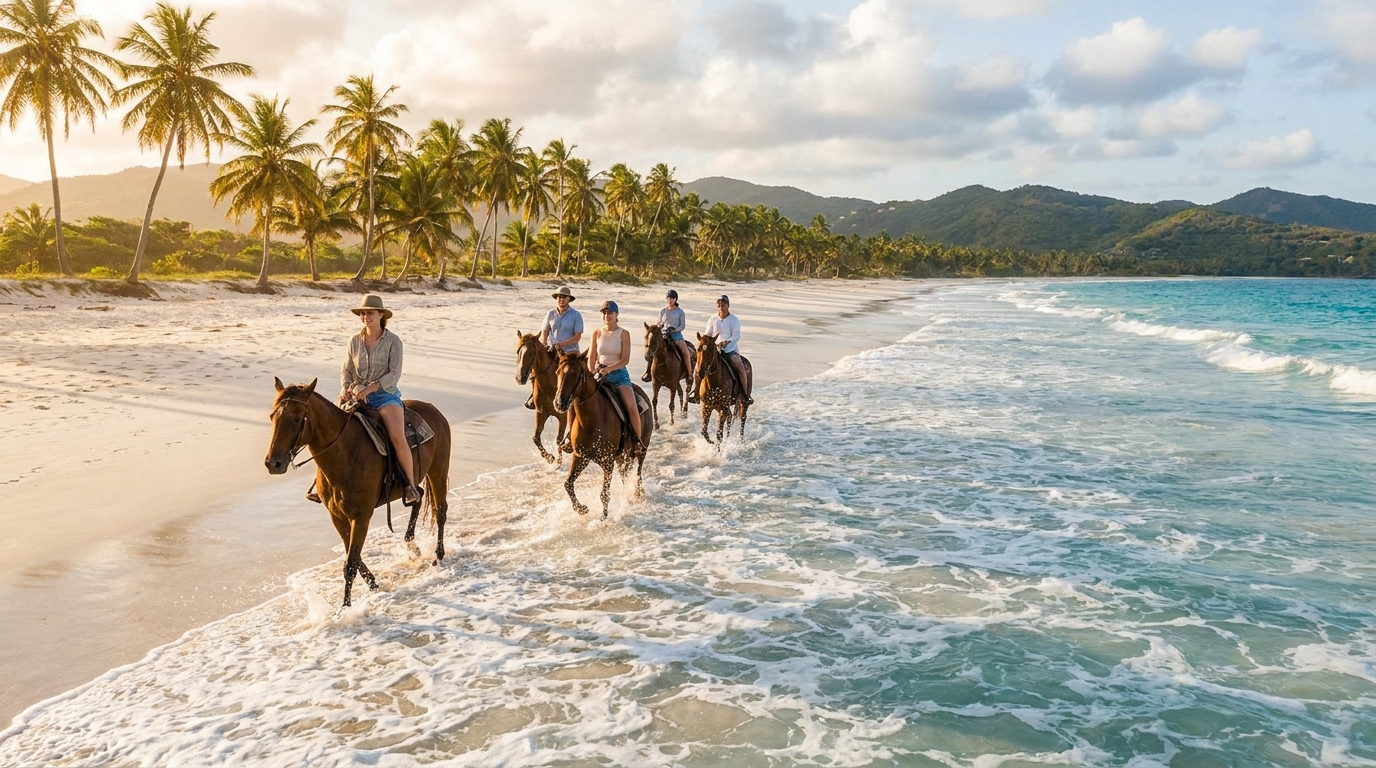 Paseo a caballo por playa del Caribe en Rep&uacute;blica Dominicana